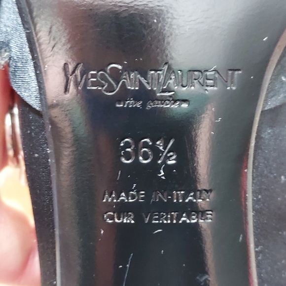 Yves Saint Laurent Rive Gauche black peep toe heels 36.5 - Picture 5 of 16